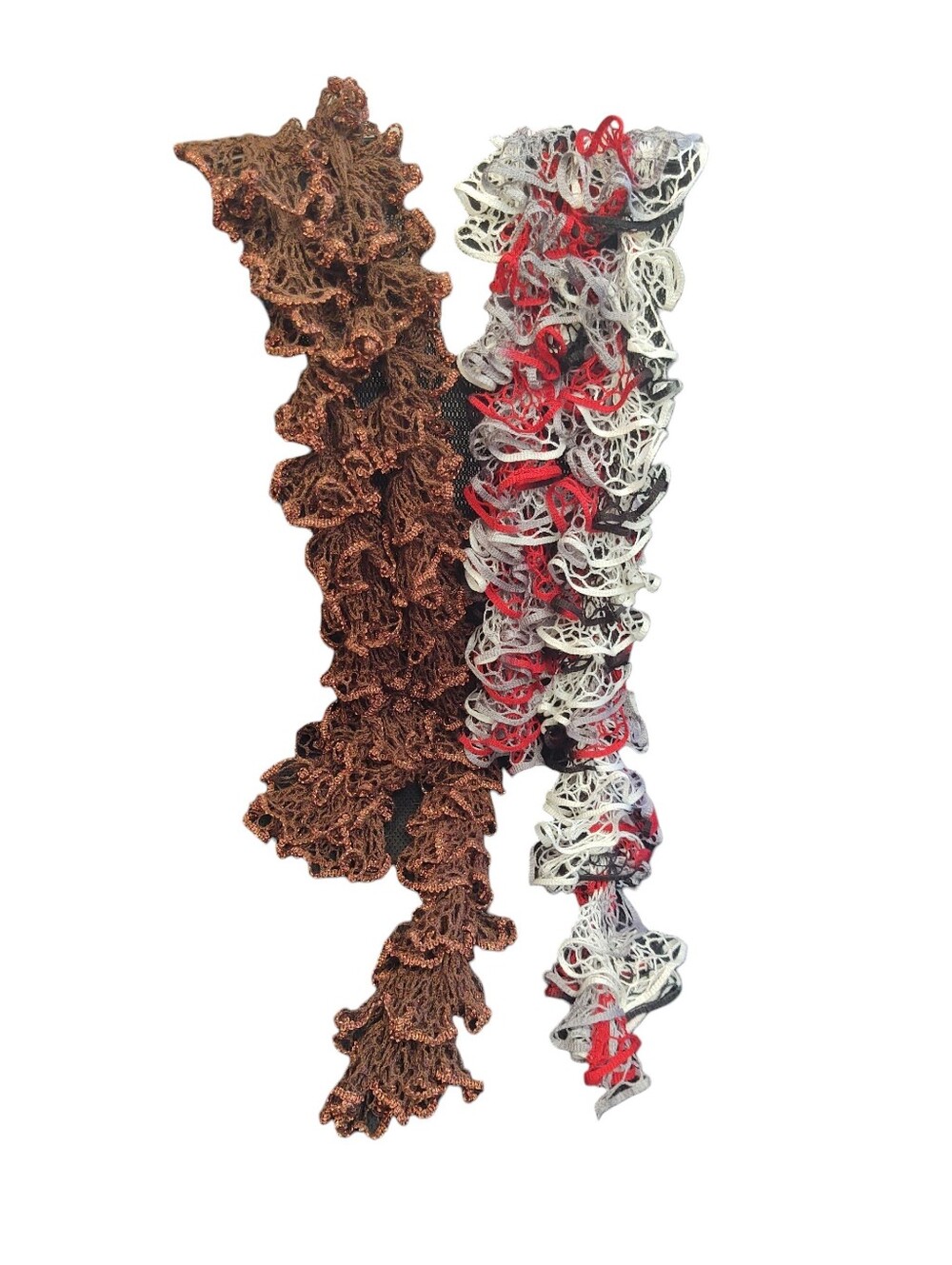 Bundle Of 2 Ruffled Knit Scarves
